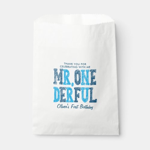 Mr Onederful First Birthday Photo Thank You   Favor Bag