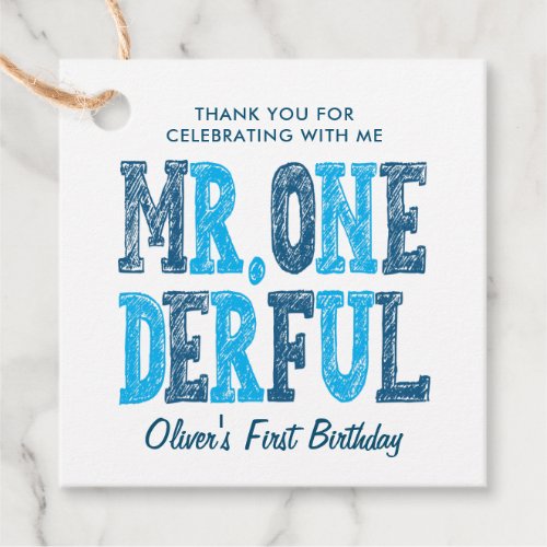 Mr Onederful First Birthday Photo Thank You Favor Tags