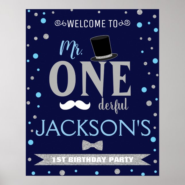 Mr Onederful First Birthday Welcome sign (Front)