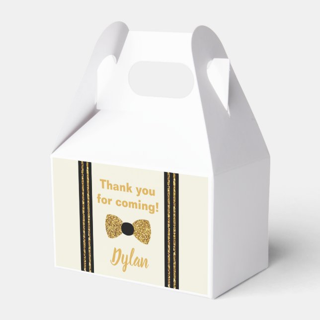 Mr Onederful gold and black bow tie Favor Boxes (Front Side)