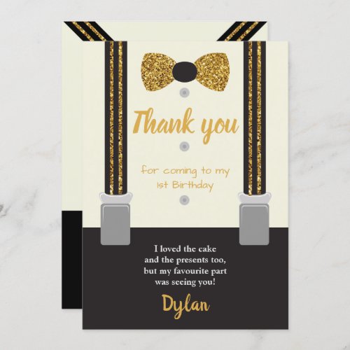 Mr Onederful gold and black bow tie Invitation