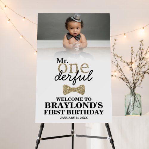 Mr Onederful Gold Birthday Welcome Sign Foam Board