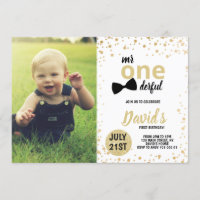 Mr Onederful Gold Confetti First Birthday Photo