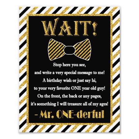 Mr. Onederful Guest Book Sign - 8" X 10" Photo
