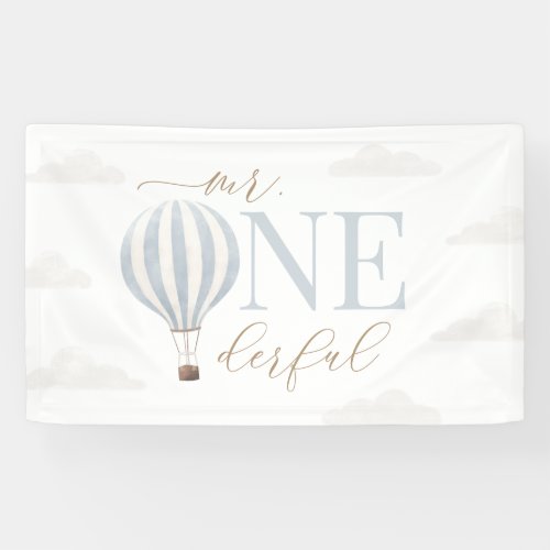 Mr Onederful Hot Air Balloon Birthday Banner