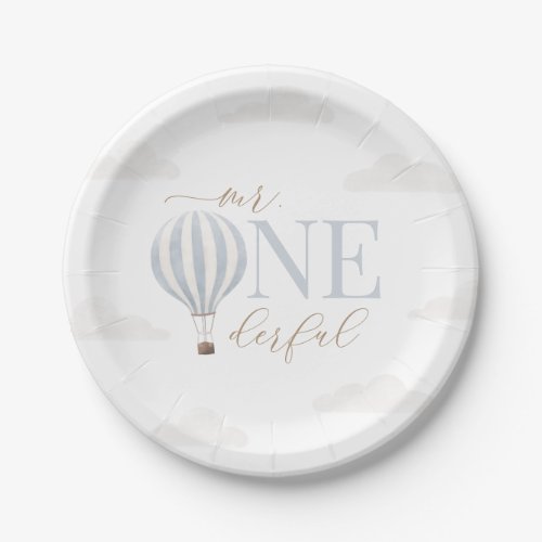 Mr Onederful Hot Air Balloon Birthday Paper Plates