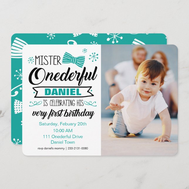 Mr. Onederful Invitation (Front/Back)