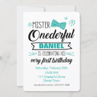 Mr. ONEderful • Fun Striped Birthday Party Invitation – Elizabeth R Fine  Stationery & Gifts
