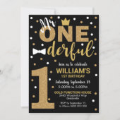 Mr Onederful Invitation Black and Gold (Front)