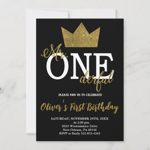 MrOnederful Invitation Boy First Birthday Invitation