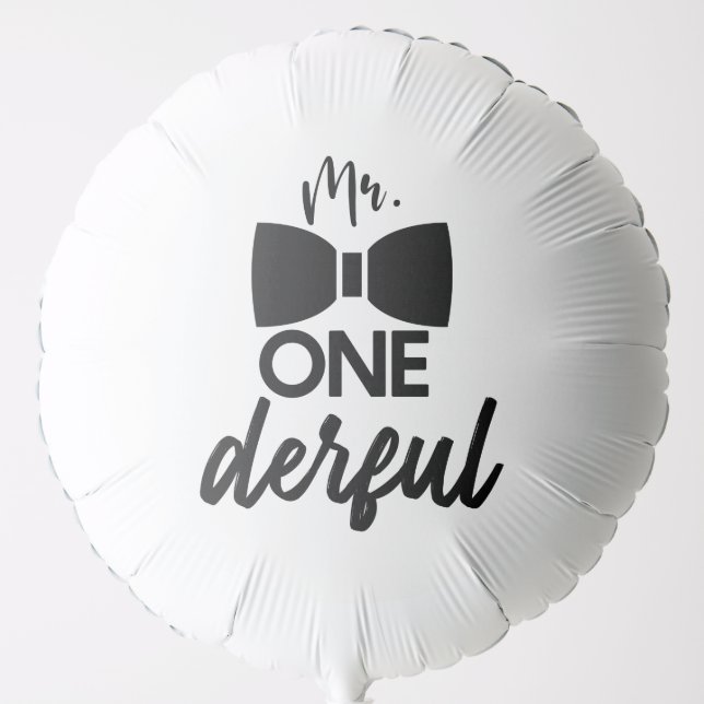 Mr. ONEderful Mr Wonderful First 1st Birthday Balloon (Front)