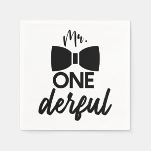 Mr. ONEderful Mr Wonderful First 1st Birthday Napkins