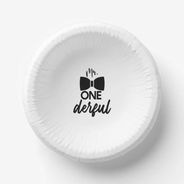 Mr. ONEderful Mr Wonderful First 1st Birthday Paper Bowls (Front)