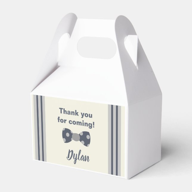 Mr Onederful navy and grey bow tie Favor Boxes (Front Side)
