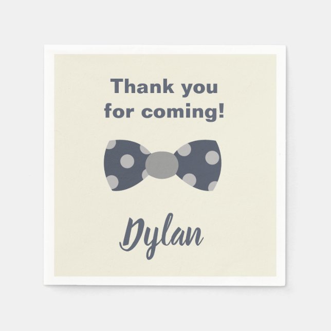 Mr Onederful navy and grey bow tie Napkins (Front)