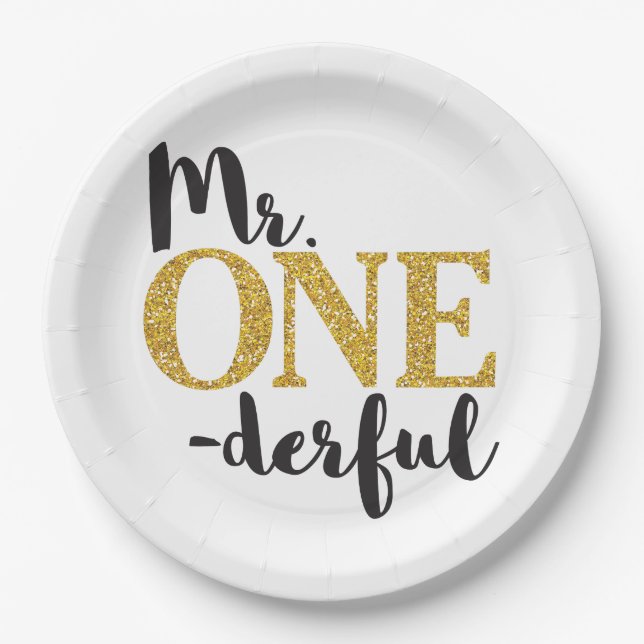 Mr. ONEderful Paper Plates 9" (Front)