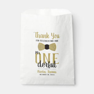 Mr. ONEderful Party Favor Bag, Black, Faux Gold Bag
