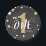 Mr Onederful Party Paper Plates Boy Black Gold<br><div class="desc">♥ A perfect addition to your party! Mr Onederful Party Theme.</div>