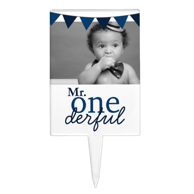 Mr Onederful Photo Cake Pick (Front)