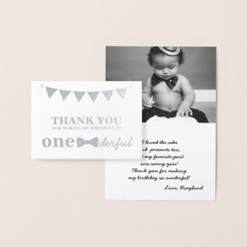 Mr Onederful Real Foil Thank You Card by DBDM_Creations at Zazzle