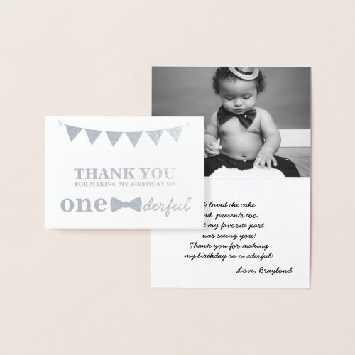 Mr Onederful Real Foil Thank You Card