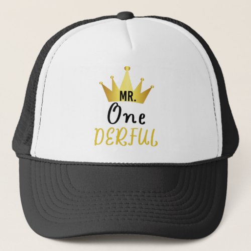 Mr Onederful T_Shirt Boys First Birthday Shirt 1st Trucker Hat