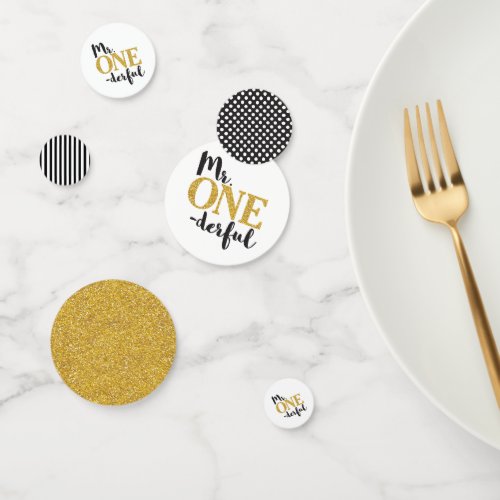 Mr ONEderful Table Confetti in Black and Gold