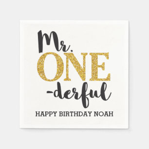 Mr. ONEderful White Cocktail Paper Napkins