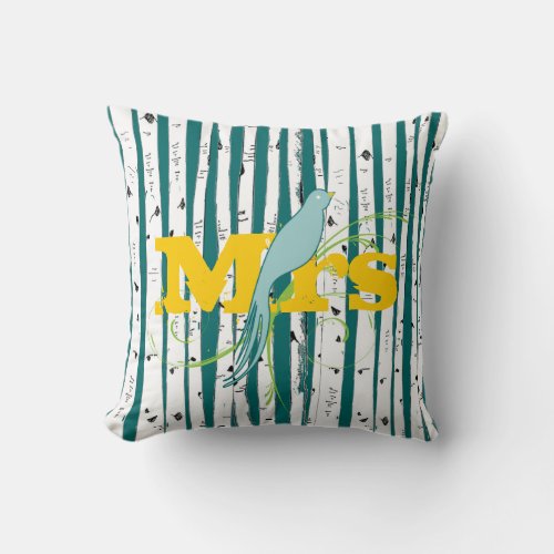 Mr or Mrs personalizes Birch Tree Pillows