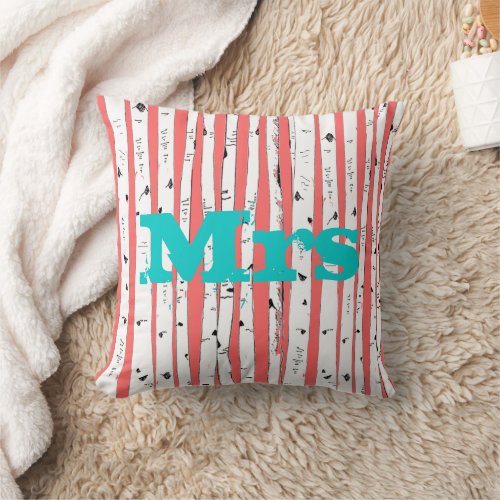 Mr or Mrs personalizes Birch Tree Pillows