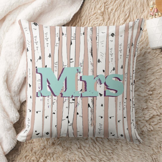 Mr. or Mrs personalizes Birch Tree Pillows (Blanket)