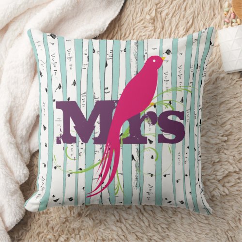 Mr or Mrs personalizes Birch Tree Pillows