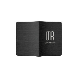 "Mr" Passport Holder, Black Faux Textured Holder