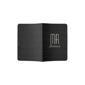 "Mr" Passport Holder, Black Faux Textured Passport Holder