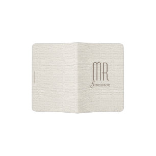 "Mr" Passport Holder, Off White Faux Textured Holder