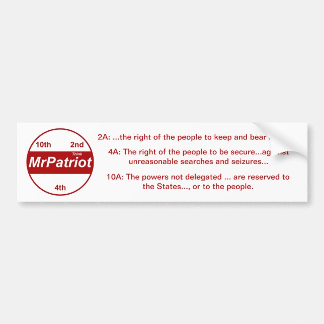 Mr Patriot, the bumpersticker Bumper Sticker (Front)