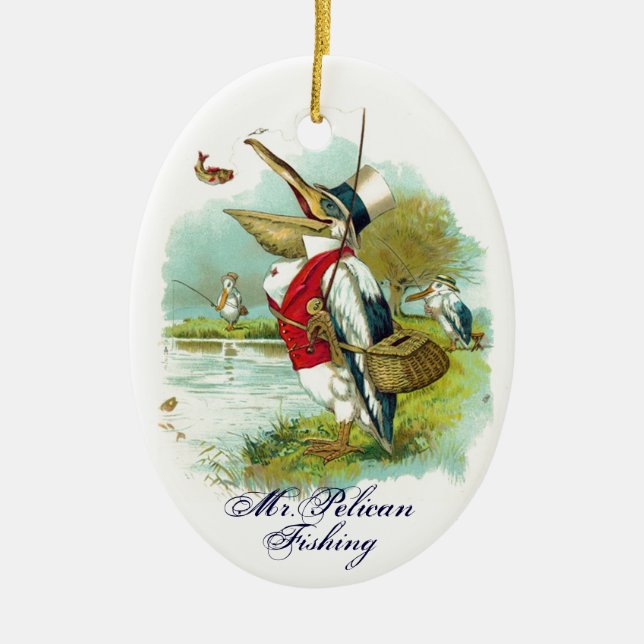 MR PELICAN FISHING CERAMIC ORNAMENT (Front)