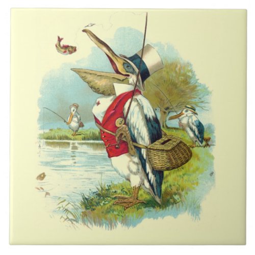 MR PELICAN FISHING cream Ceramic Tile