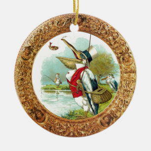 MR .PELICAN FISHING GOLD PHOTO TEMPLATE CERAMIC ORNAMENT