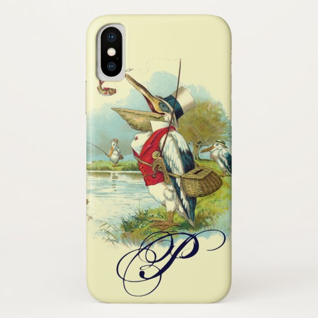 MR PELICAN FISHING MONOGRAM,cream Case-Mate iPhone Case (Back)