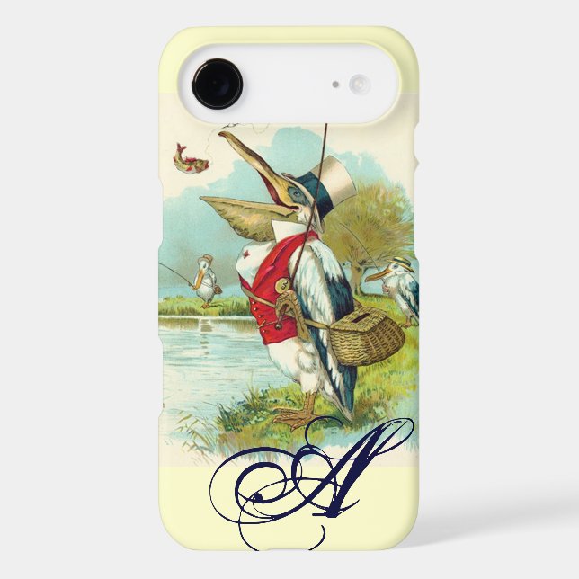 MR PELICAN FISHING MONOGRAM,cream Case-Mate iPhone Case (Back)