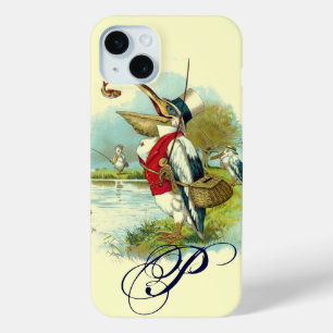 MR PELICAN FISHING MONOGRAM,cream iPhone 15 Plus Case