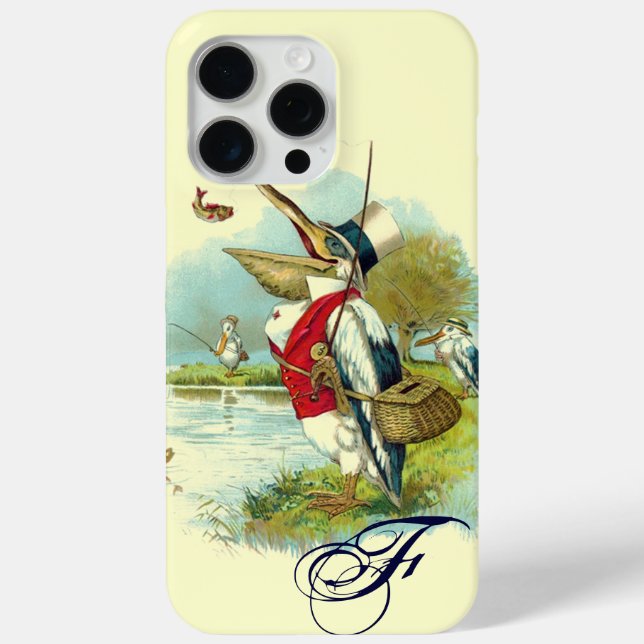 MR PELICAN FISHING MONOGRAM,cream Case-Mate iPhone Case (Back)