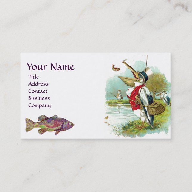 MR PELICAN FISHING MONOGRAM Eggshell Business Card (Front)