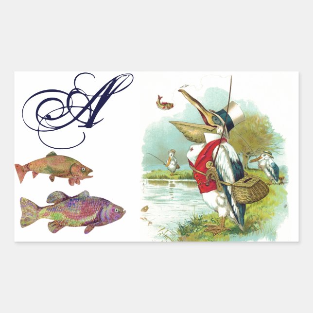 MR PELICAN FISHING MONOGRAM RECTANGULAR STICKER (Front)