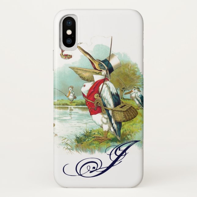 MR PELICAN FISHING MONOGRAM,white Case-Mate iPhone Case (Back)