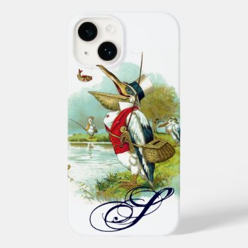 Mr Pelican Fishing Monogram White Case-mate Iphone 14 Case by bulgan_lumini at Zazzle