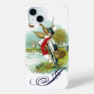 MR PELICAN FISHING MONOGRAM,white iPhone 15 Plus Case