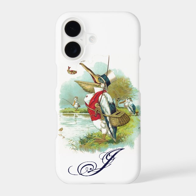 MR PELICAN FISHING MONOGRAM,white Case-Mate iPhone Case (Back)