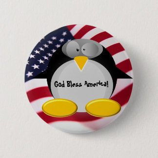 Mr.Penguin - God Bless America Pinback Button